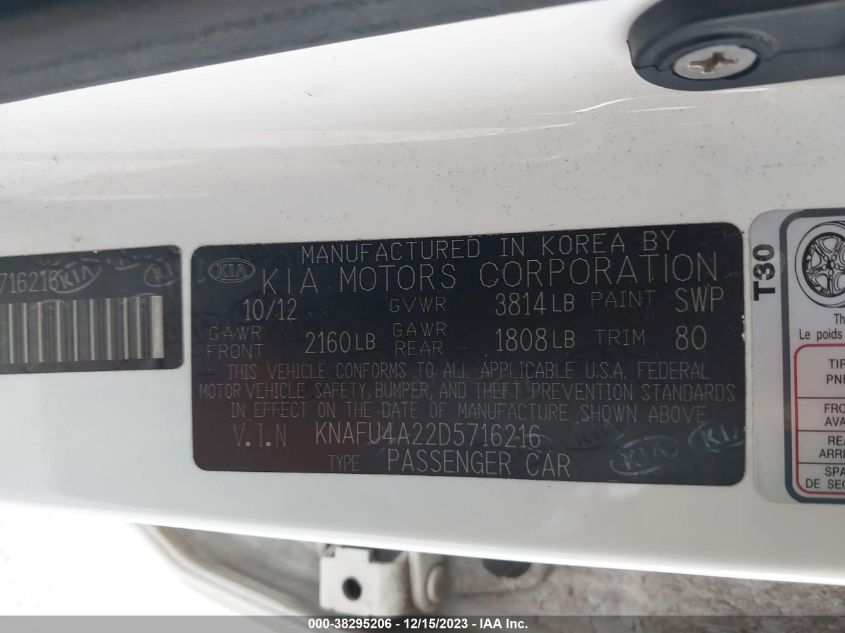 2013 KIA FORTE EX - KNAFU4A22D5716216