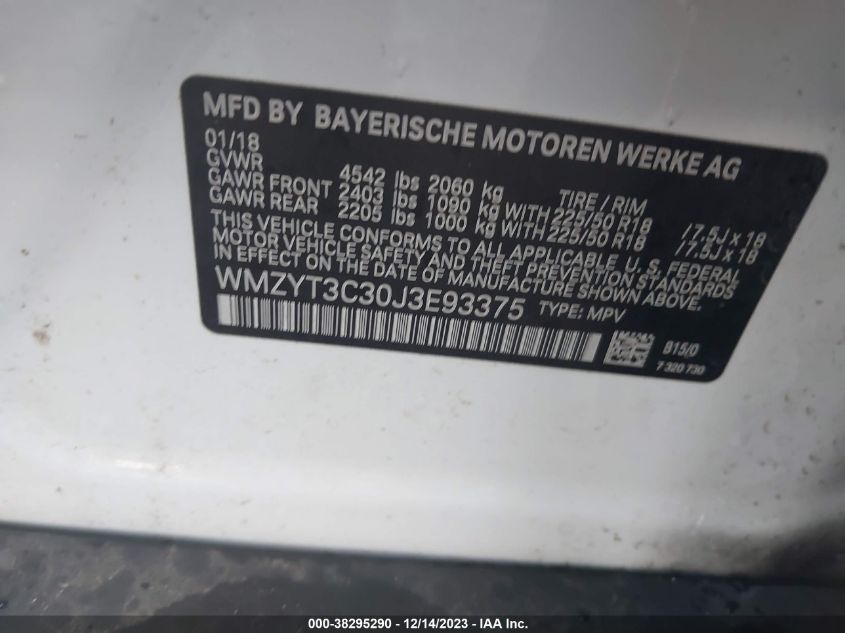 2018 MINI COUNTRYMAN COOPER S WMZYT3C30J3E93375