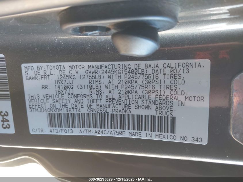 2013 TOYOTA TACOMA PRERUNNER V6 - 3TMJU4GNXDM148774