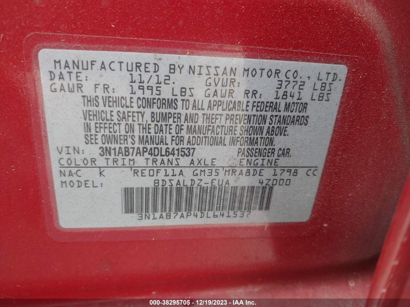 2013 NISSAN SENTRA SV - 3N1AB7AP4DL641537
