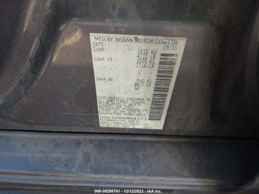 2015 NISSAN ALTIMA 2.5 S - 1N4AL3AP0FN904571