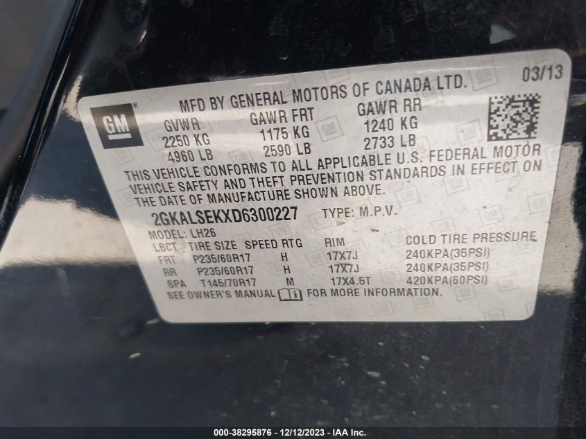 2013 GMC TERRAIN SLE - 2GKALSEKXD6300227