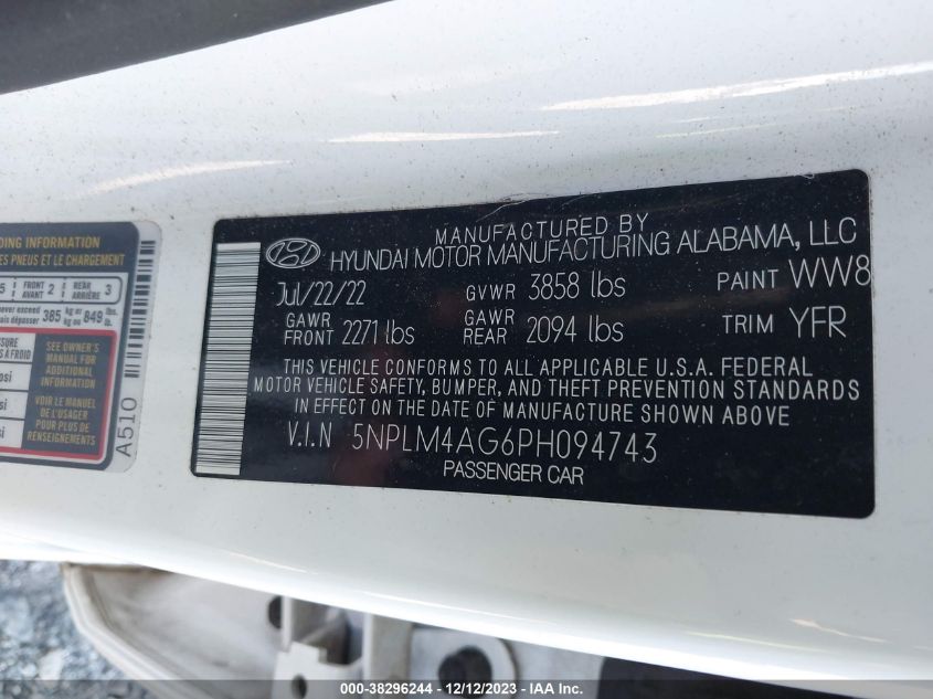 2023 HYUNDAI ELANTRA SEL - 5NPLM4AG6PH094743