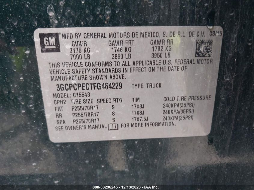 2015 CHEVROLET SILVERADO 1500 LS - 3GCPCPEC7FG464229