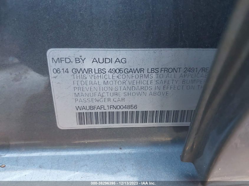 2015 AUDI A4 PREMIUM - WAUBFAFL1FN004856