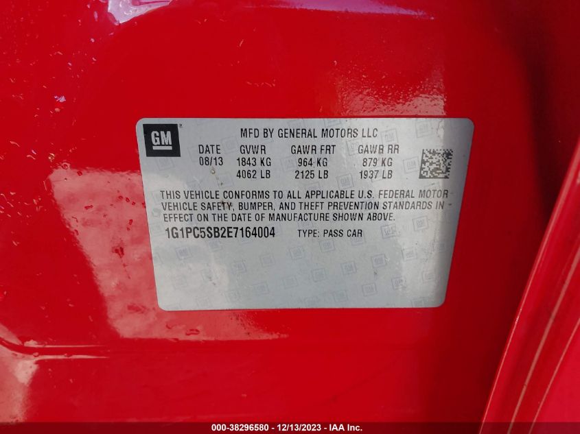 2014 CHEVROLET CRUZE 1LT AUTO - 1G1PC5SB2E7164004