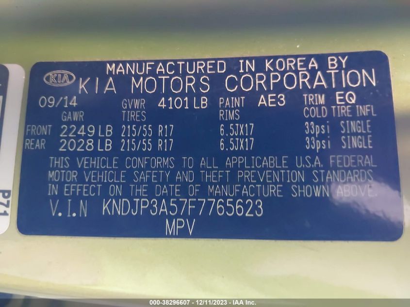 2015 KIA SOUL + - KNDJP3A57F7765623