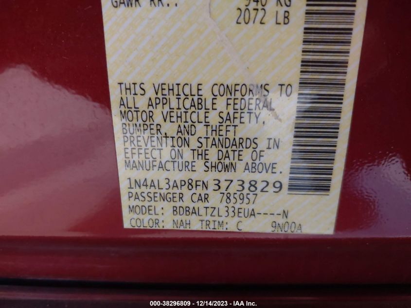 2015 NISSAN ALTIMA 2.5 SL - 1N4AL3AP8FN373829