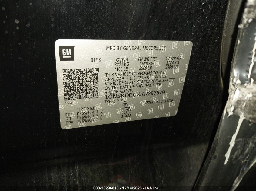 2019 CHEVROLET TAHOE COMMERCIAL FLEET - 1GNSKDECXKR267679