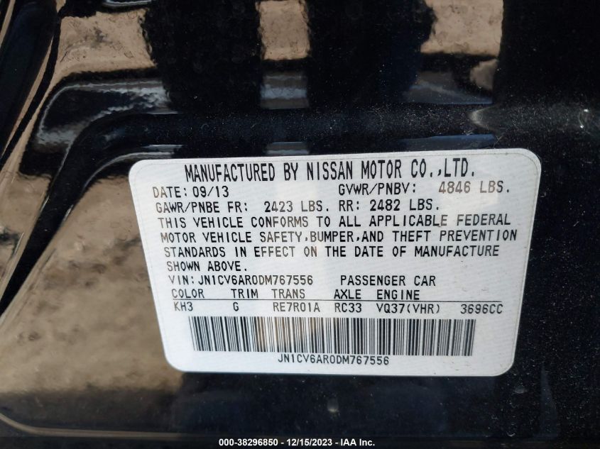2013 INFINITI G37X - JN1CV6AR0DM767556