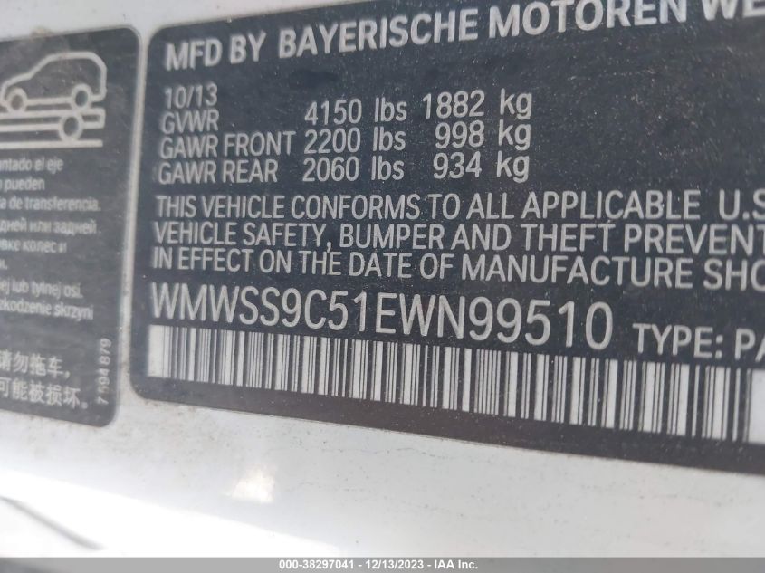 2014 MINI PACEMAN JOHN COOPER WORKS WMWSS9C51EWN99510