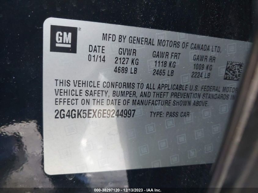 2014 BUICK REGAL TURBO - 2G4GK5EX6E9244997