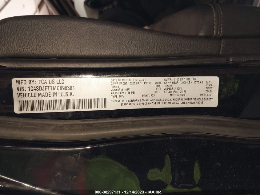 2021 DODGE DURANGO PURSUIT AWD - 1C4SDJFT7MC696381