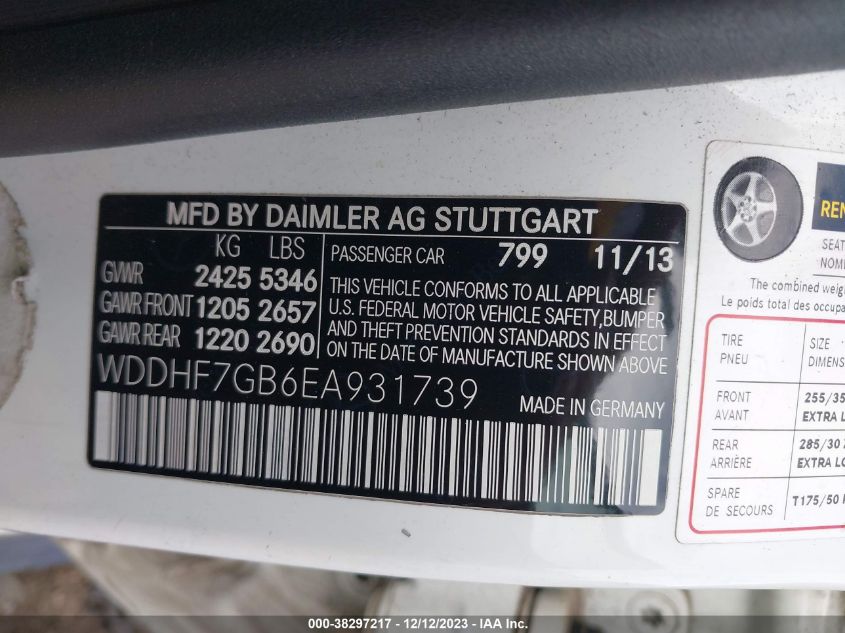 2014 MERCEDES-BENZ E 63 AMG S 4MATIC WDDHF7GB6EA931739
