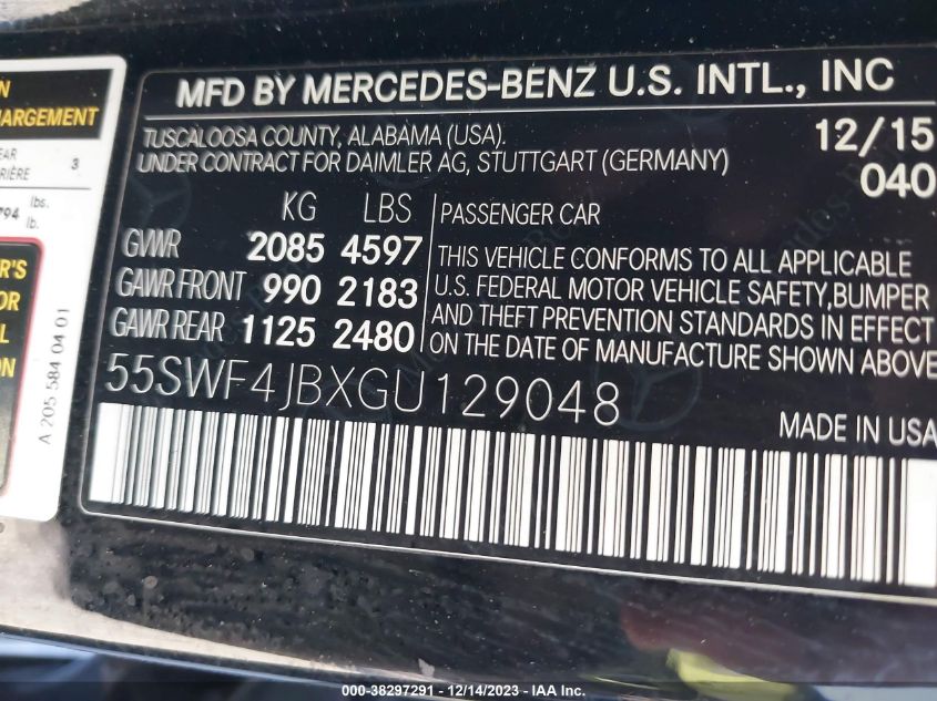 2016 MERCEDES-BENZ C 300 LUXURY/SPORT - 55SWF4JBXGU129048