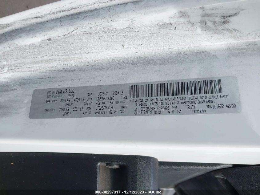2020 RAM PROMASTER 1500 1500 HIGH - 3C6TRVBG8LE100425