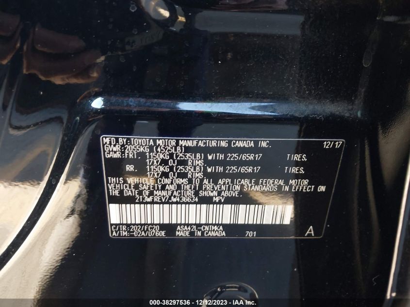 2018 TOYOTA RAV4 ADVENTURE/XLE - 2T3WFREV7JW436634