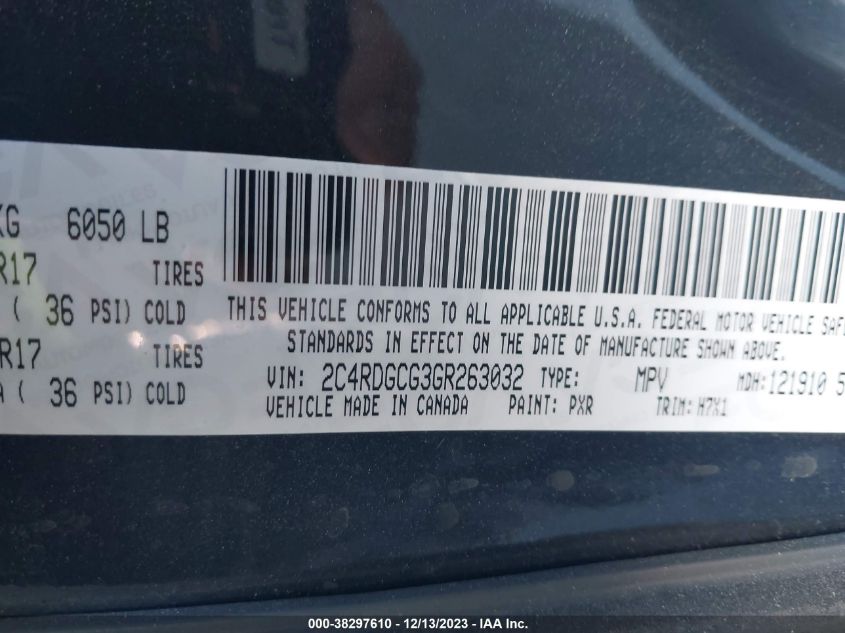 2016 DODGE GRAND CARAVAN SXT - 2C4RDGCG3GR263032