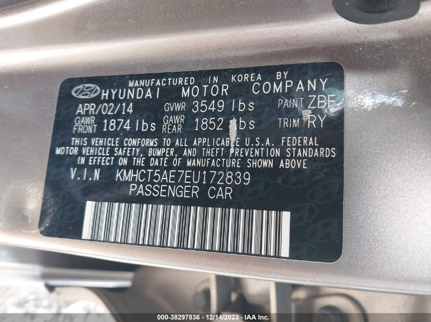 2014 HYUNDAI ACCENT GS - KMHCT5AE7EU172839