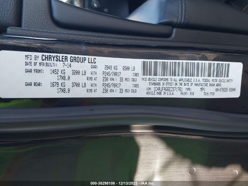 2014 JEEP GRAND CHEROKEE LAREDO - 1C4RJFAG6EC571761