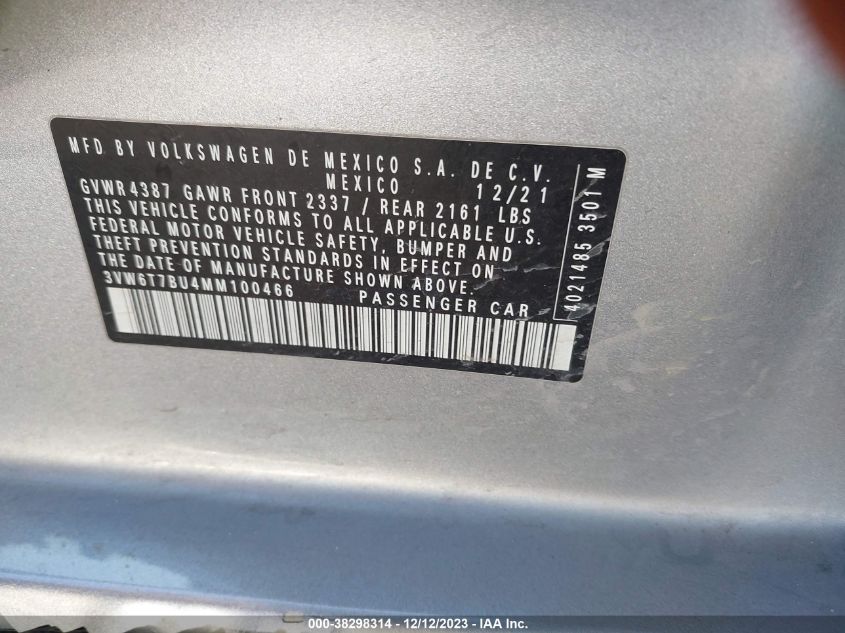 2021 VOLKSWAGEN JETTA GLI 2.0T AUTOBAHN/2.0T S - 3VW6T7BU4MM100466