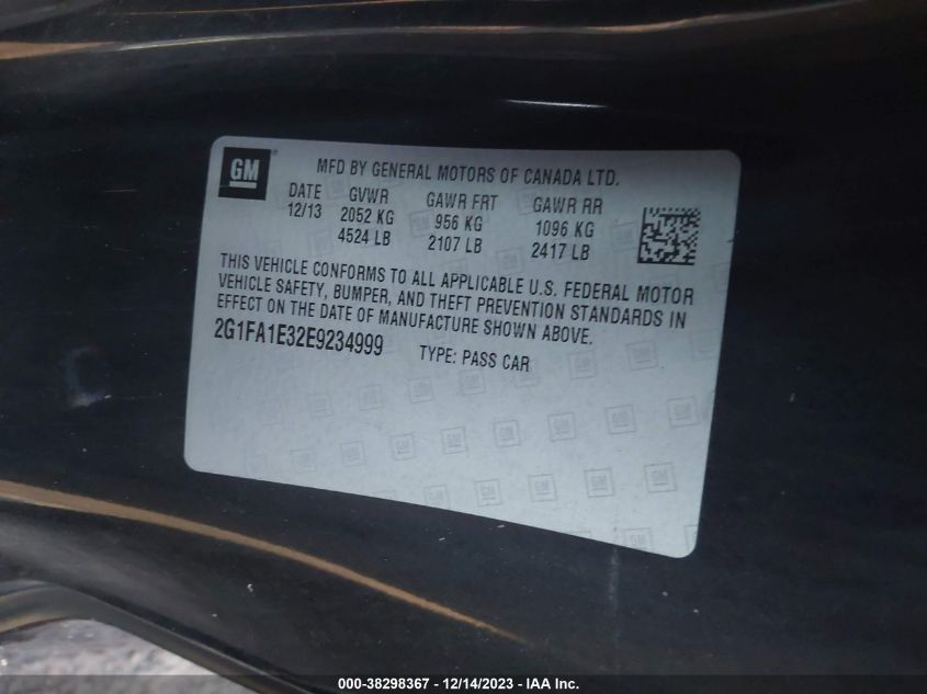 2014 CHEVROLET CAMARO 2LS - 2G1FA1E32E9234999