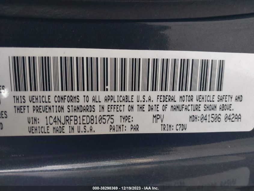 2014 JEEP PATRIOT LATITUDE - 1C4NJRFB1ED810575
