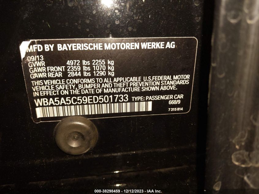 2014 BMW 528I WBA5A5C59ED501733