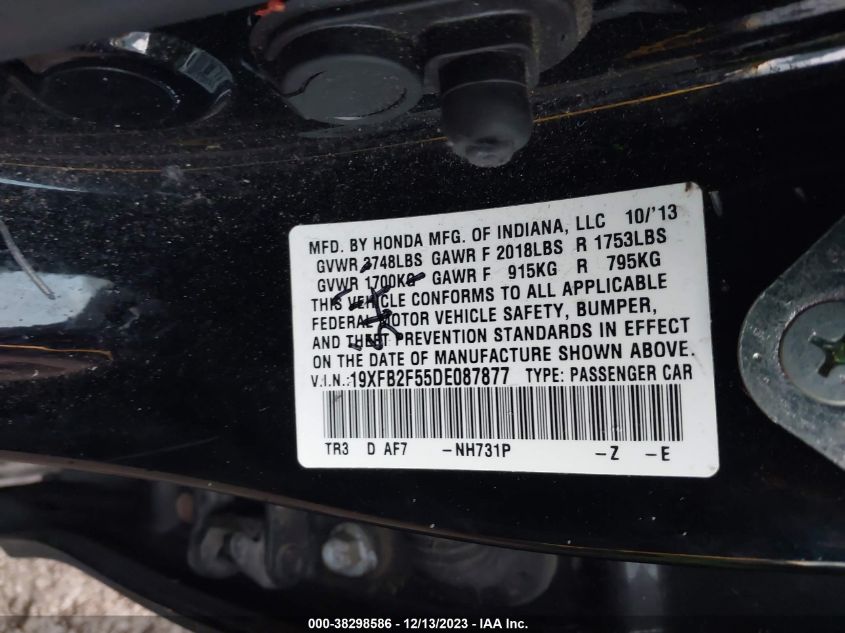 2013 HONDA CIVIC LX - 19XFB2F55DE087877