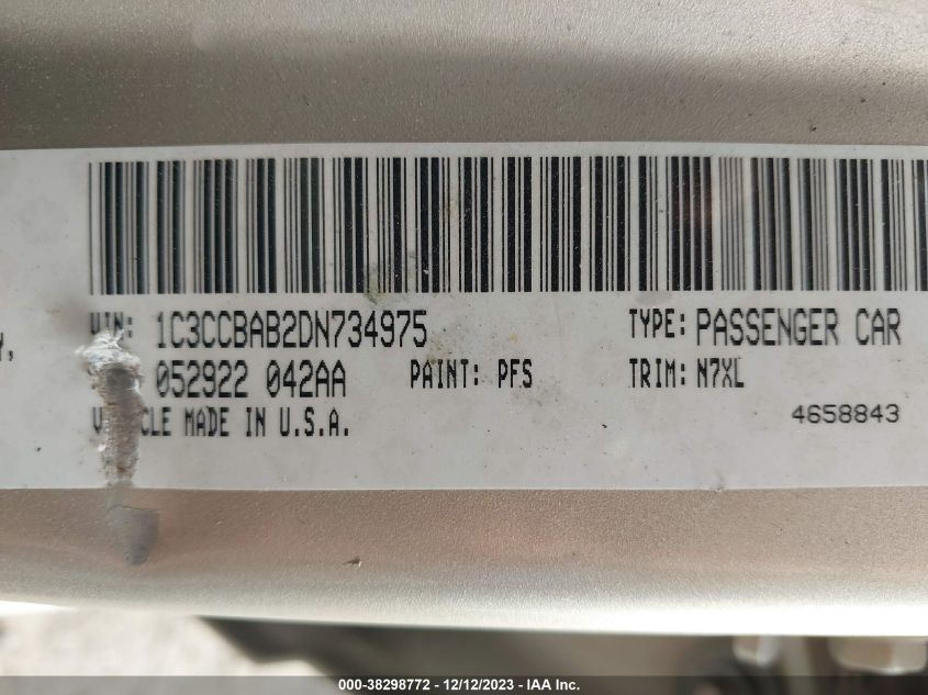 2013 CHRYSLER 200 LX - 1C3CCBAB2DN734975