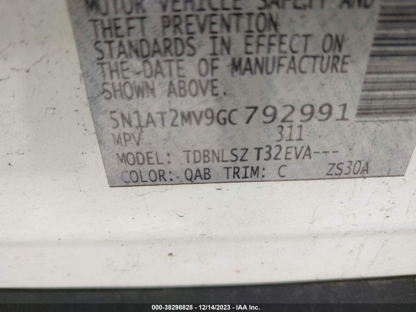 2016 NISSAN ROGUE SL - 5N1AT2MV9GC792991