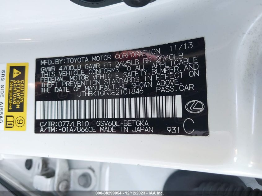 2014 LEXUS ES 350 - JTHBK1GG3E2101846