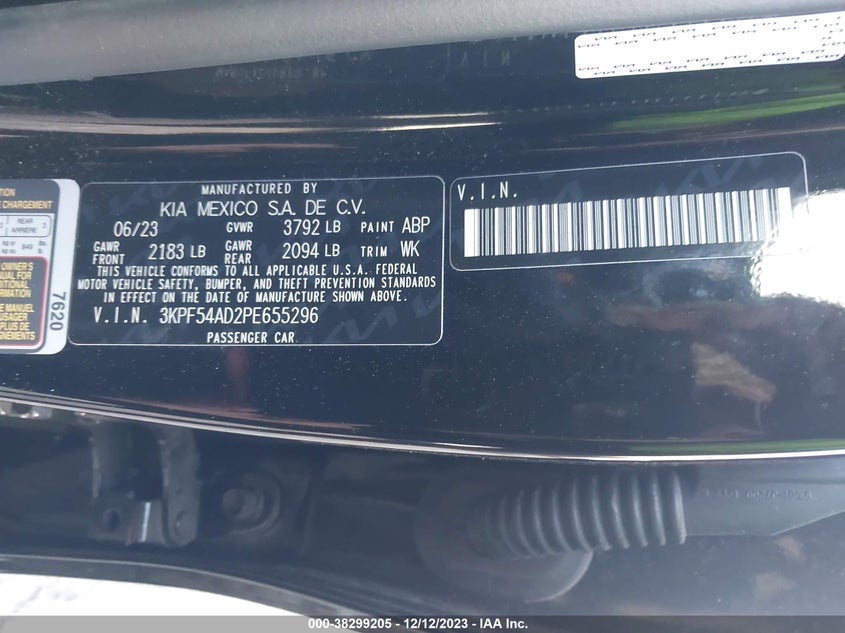 VIN 3KPF54AD2PE655296 2023 KIA FORTE GT-LINE