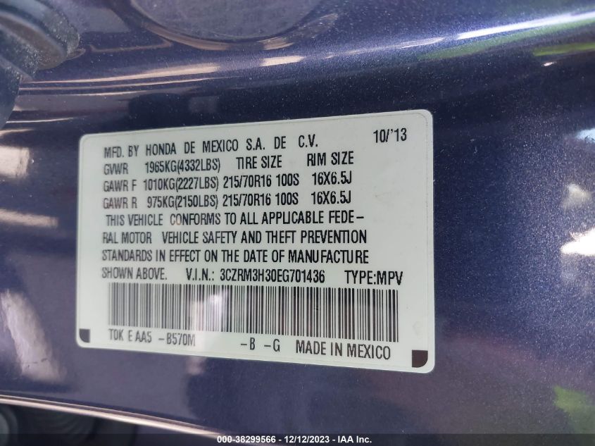 2014 HONDA CR-V LX - 3CZRM3H30EG701436