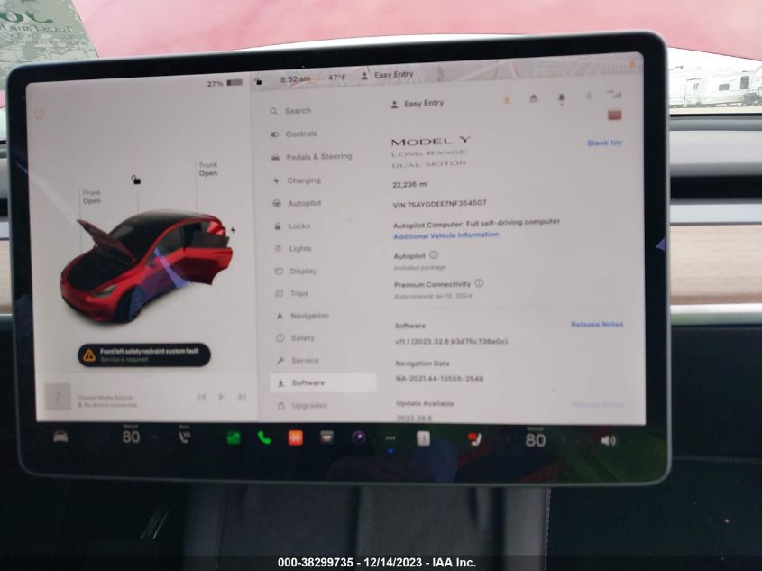 2022 TESLA MODEL Y LONG RANGE DUAL MOTOR ALL-WHEEL DRIVE - 7SAYGDEE7NF354507