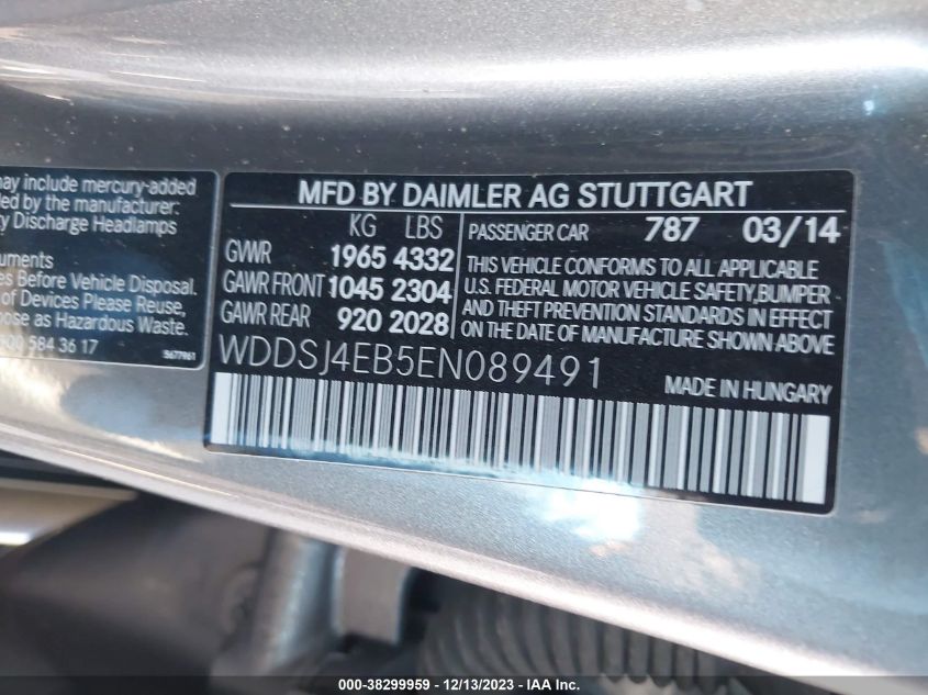2014 MERCEDES-BENZ CLA 250 - WDDSJ4EB5EN089491