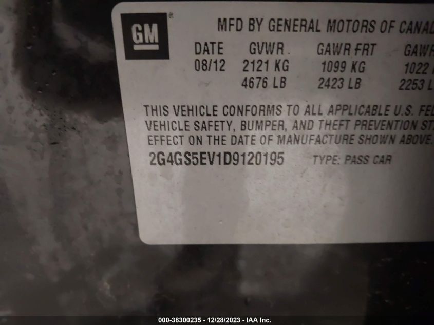 2013 BUICK REGAL TURBO - PREMIUM 1 - 2G4GS5EV1D9120195