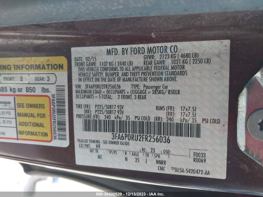 2015 FORD FUSION HYBRID TITANIUM - 3FA6P0RU2FR256036