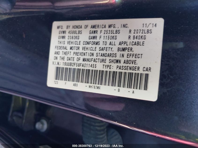 2015 ACURA TLX V6 TECH - 19UUB2F58FA011455