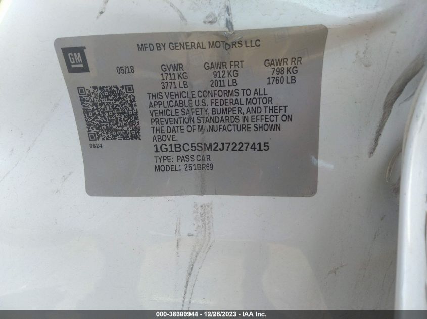 2018 CHEVROLET CRUZE LS AUTO - 1G1BC5SM2J7227415