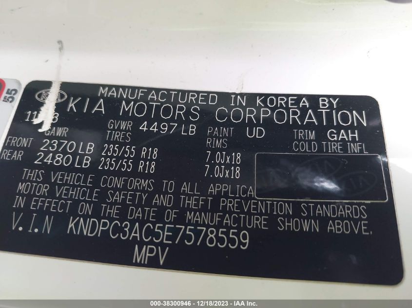 2014 KIA SPORTAGE EX - KNDPC3AC5E7578559