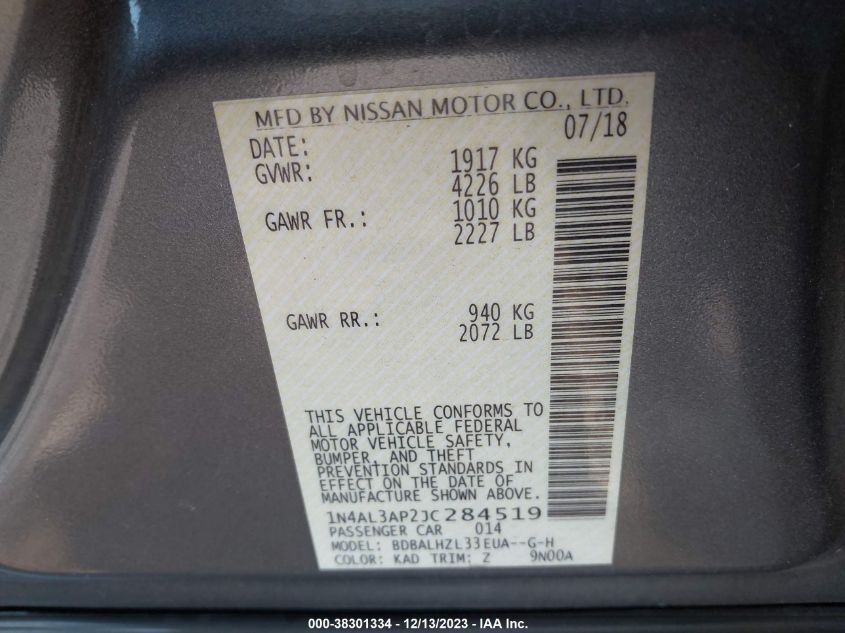 2018 NISSAN ALTIMA 2.5 SR - 1N4AL3AP2JC284519