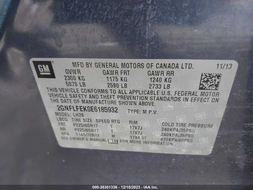 2014 CHEVROLET EQUINOX 1LT - 2GNFLFEK0E6185932