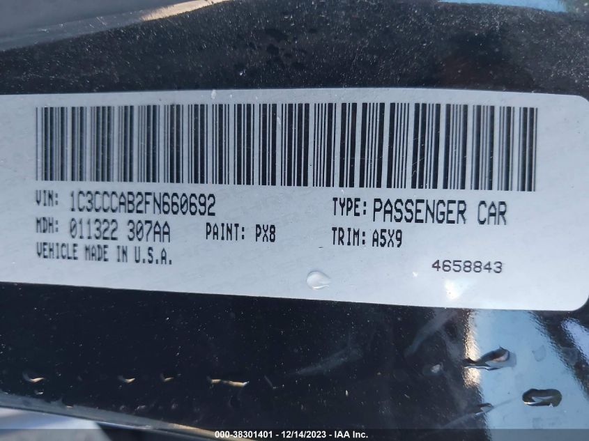 2015 CHRYSLER 200 LIMITED - 1C3CCCAB2FN660692