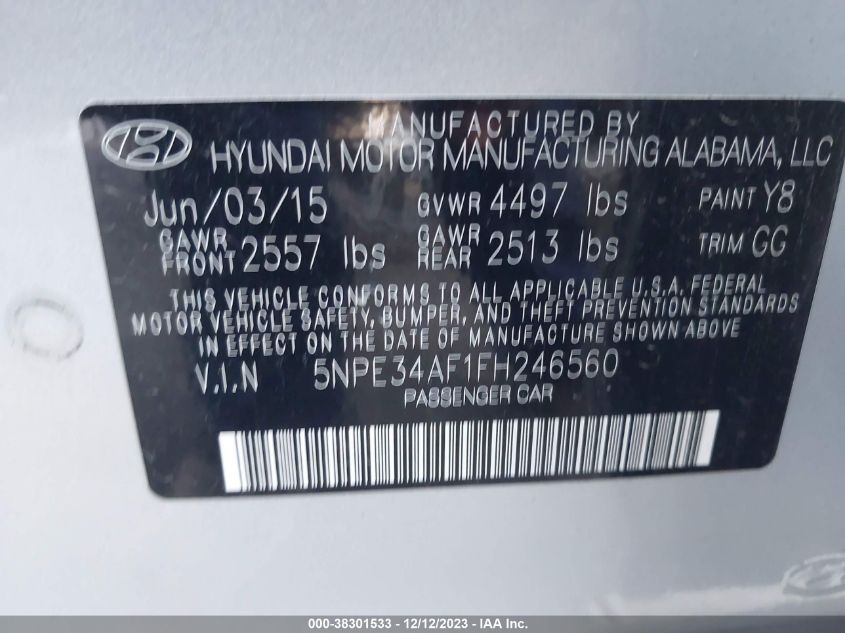 2015 HYUNDAI SONATA SPORT - 5NPE34AF1FH246560