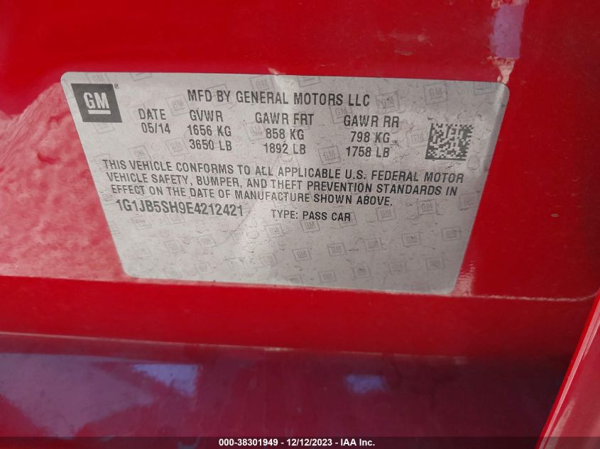 2014 CHEVROLET SONIC LS MANUAL - 1G1JB5SH9E4212421