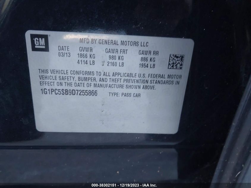 2013 CHEVROLET CRUZE 1LT AUTO - 1G1PC5SB9D7255866