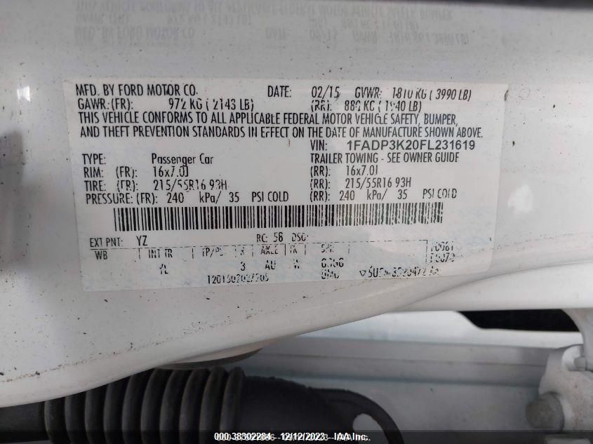 2015 FORD FOCUS SE - 1FADP3K20FL231619