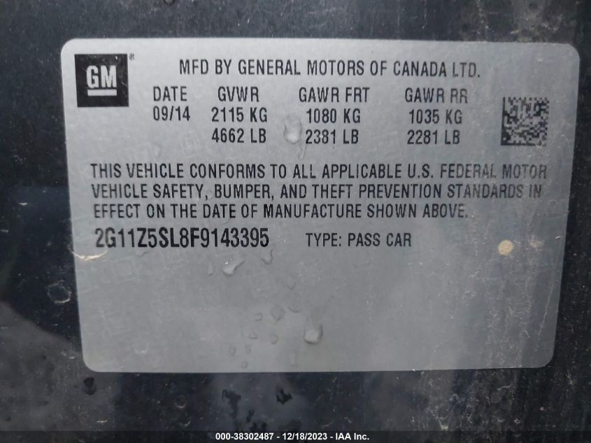 2015 CHEVROLET IMPALA LS - 2G11Z5SL8F9143395