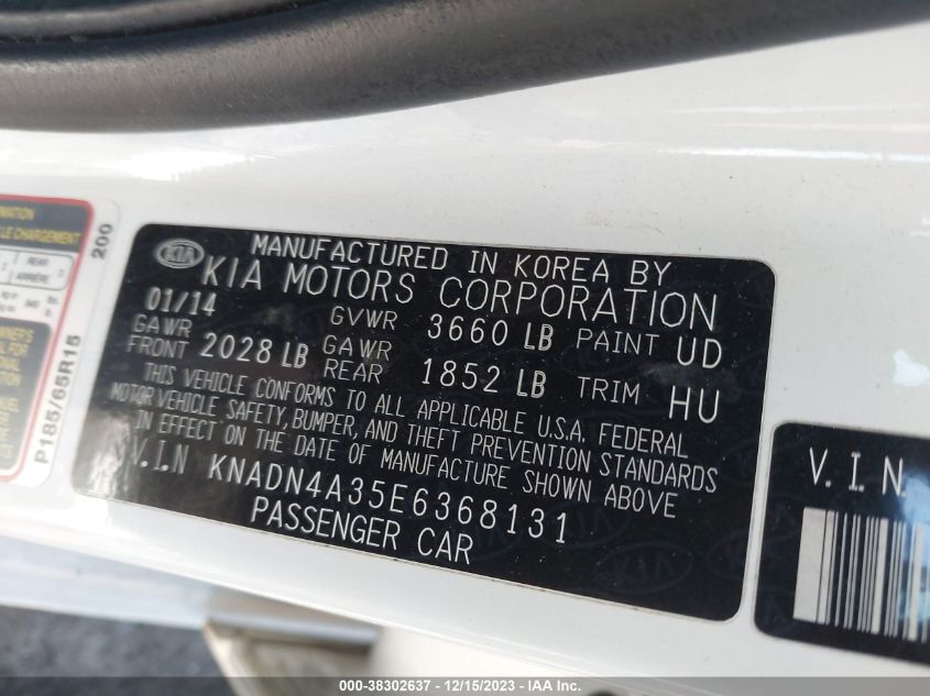 2014 KIA RIO EX - KNADN4A35E6368131